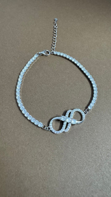 Infinity with beautiful stones 925 Silver Bracelets