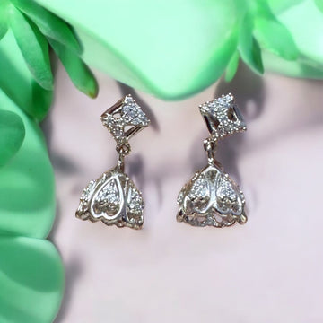 Silver Mini Jhumki with Swarovski Stone – Elegant Ethnic Earrings