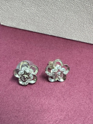 925 Silver Women Rose Gold Polish Stud Earrings