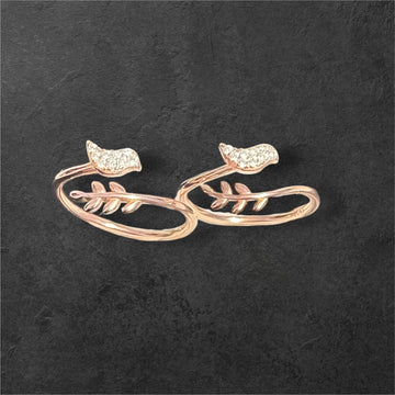 Chic Rose Gold Toe Rings with Bird Design Stylish Adjustable Pair in 92.5 HM Silver