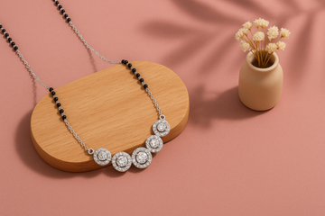 92.5 Sterling Silver Mangalsutra Necklace with CZ Stones – Elegant & Lightweight Daily Wear Jewelry