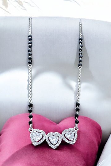 Silver Heart shape Trendy look Mangalsutra made with 925 Silver