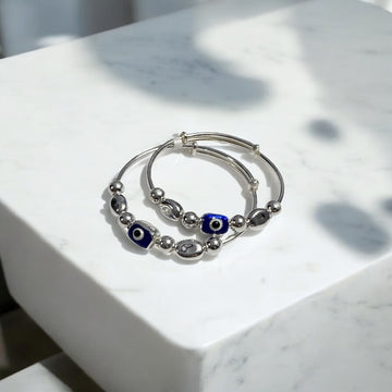 “Pure Silver Evil Eye Baby Kara – Protection & Style for Little Ones 92.5”