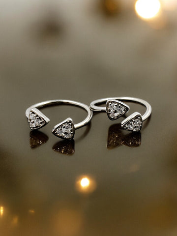 Trendy Sleek Toe Rings Front Open In 92.5 Hm Silver