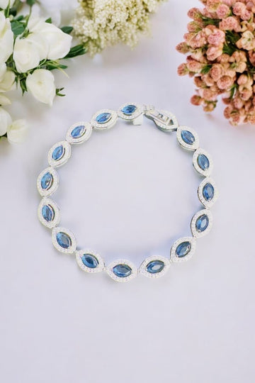 Soothing Blue sapphire (semi-precious) Stone 925 Silver Bracelet