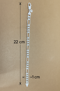 Silver chain bracelet with measurements