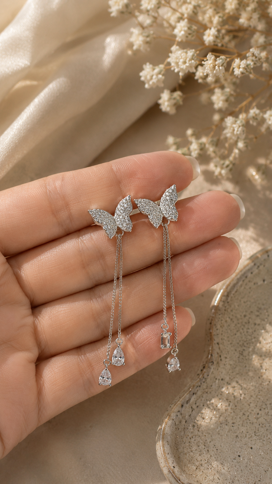 Beautiful Butterfly Danglors for Girls in 92.5 HM SILVER