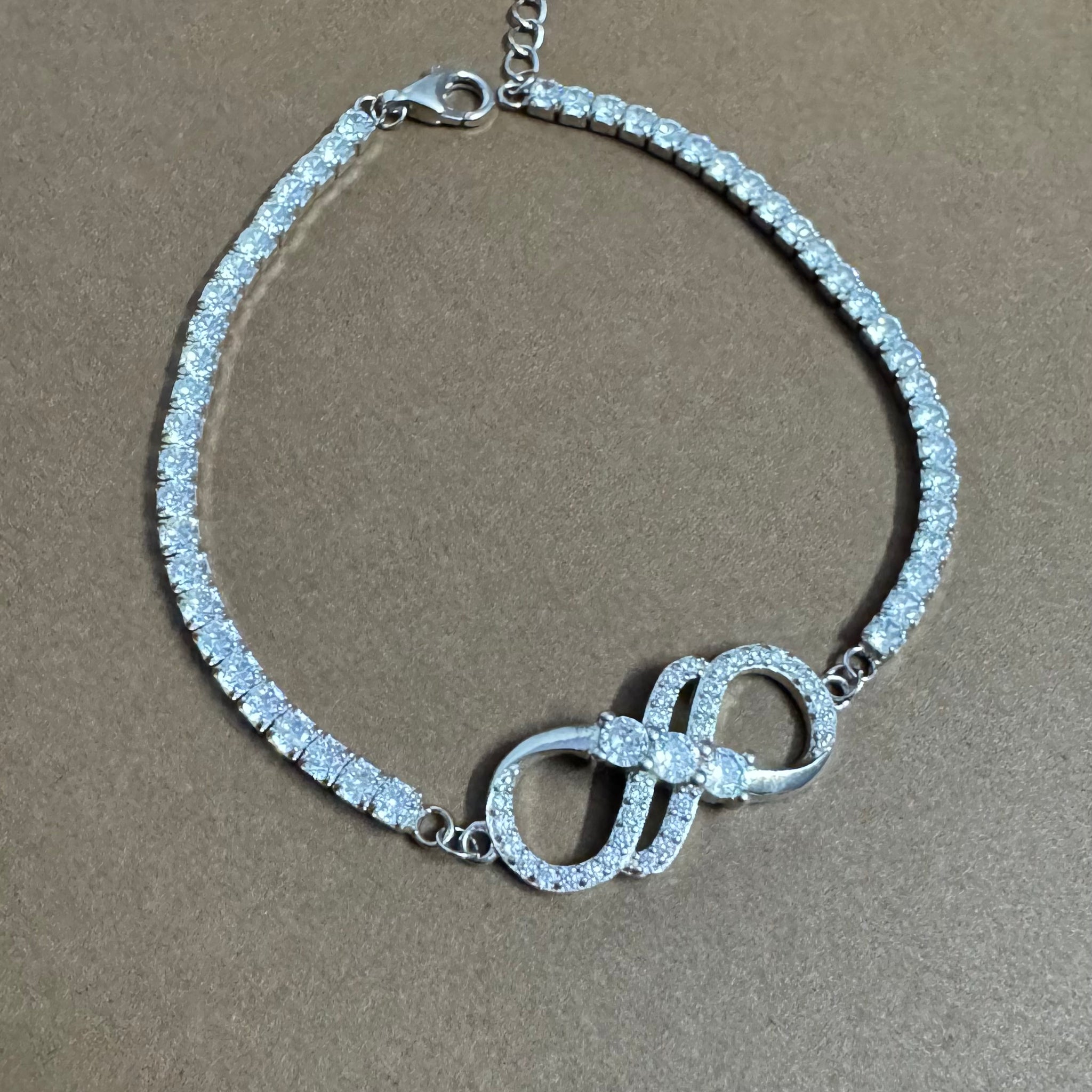 Infinity with beautiful stones 925 Silver Bracelets