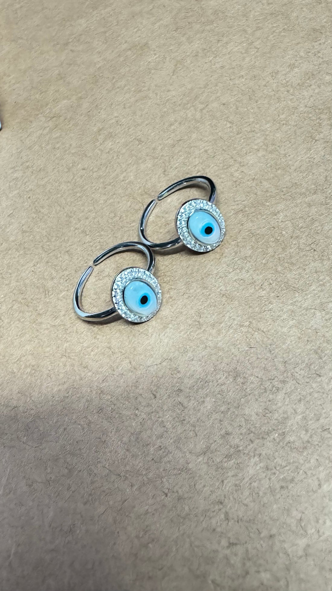 Blue Evil Eye Toe Ring 92.5 HM Silver