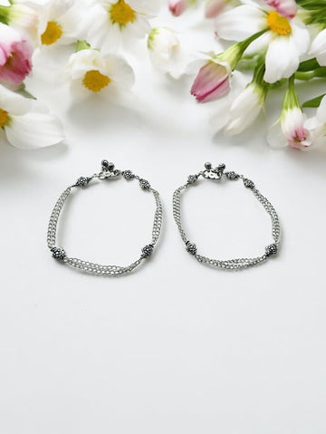 Beautiful Floral Design 925 Silver Anklet For Women