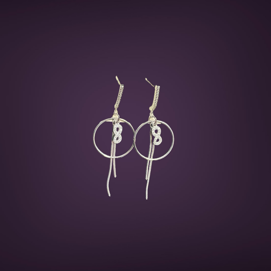 Infinity Hoop Bali Earrings with Studded Swarovski 92.5 Silver – Elegant & Modern Look