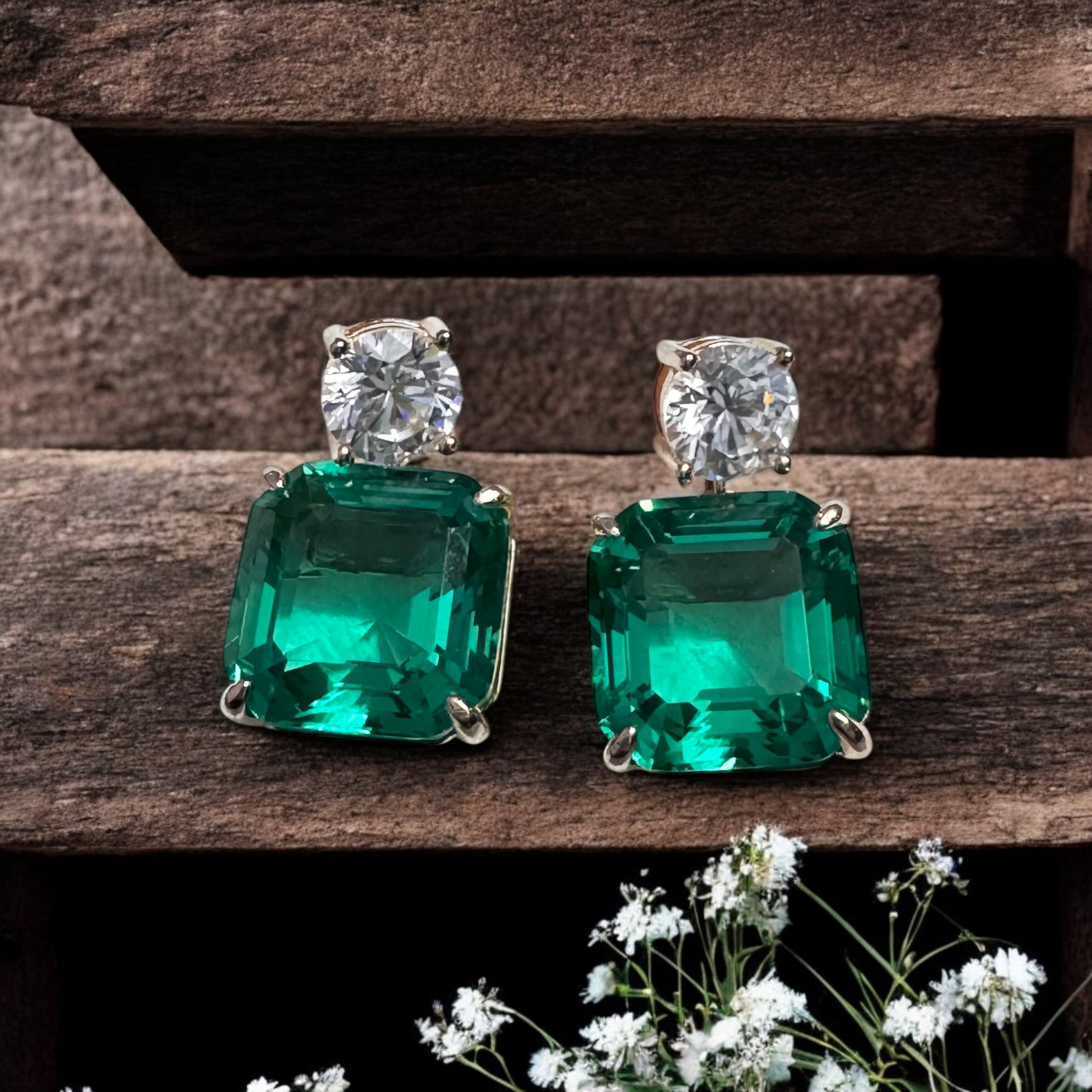 Silver Green Tourmaline Earrings in 92.5 HM Silver