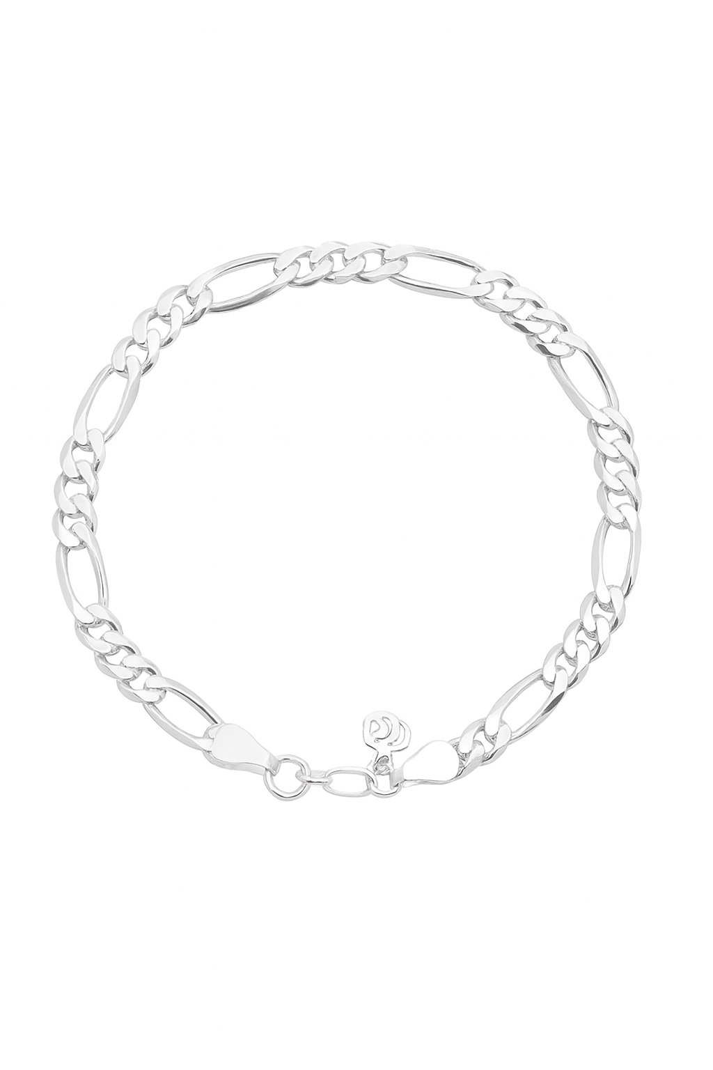 Silver chain bracelet on a white background