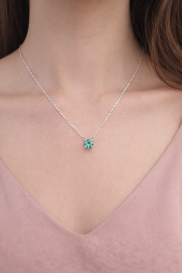 Stunning chain pendant set with light sea green stone in circle shape in 92.5 HM Silver