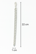 Silver chain bracelet with measurements on a white background