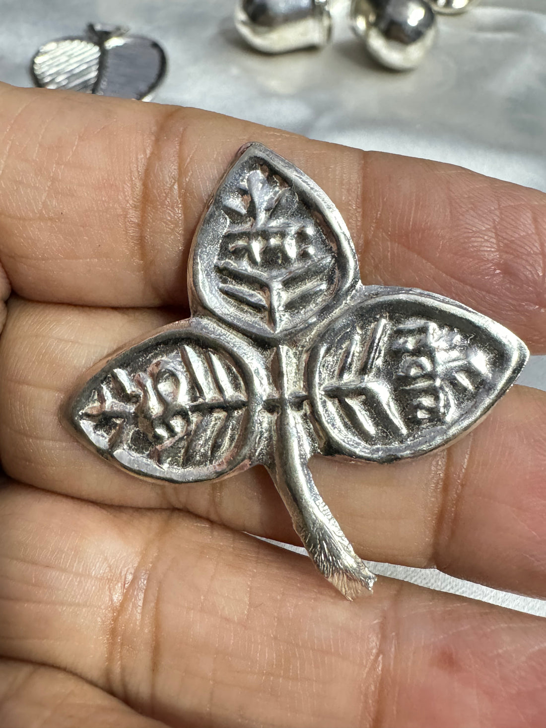 Pure Silver Belpatra with om Namah Shivya in silver