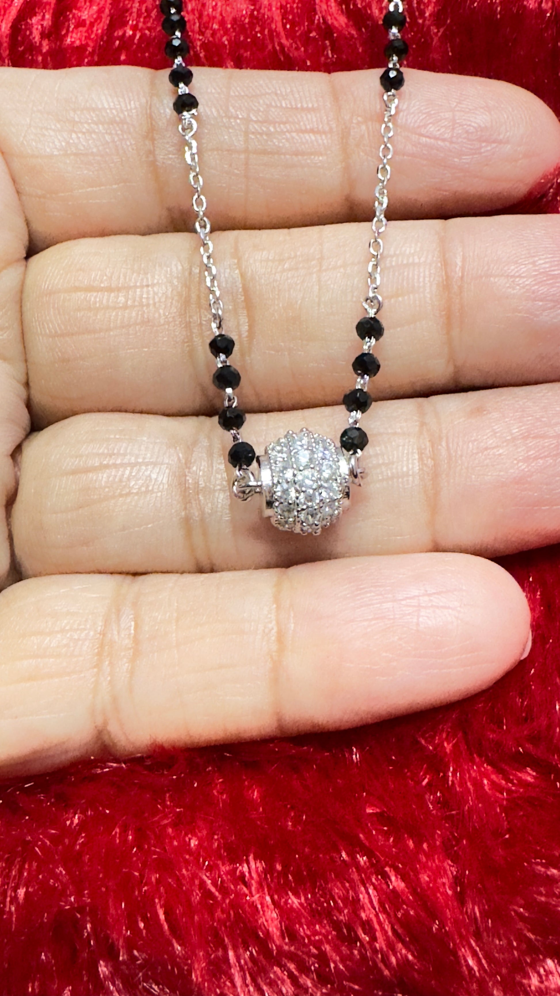 Silver Mangalsutra Trending Ball look made with 925 Silver