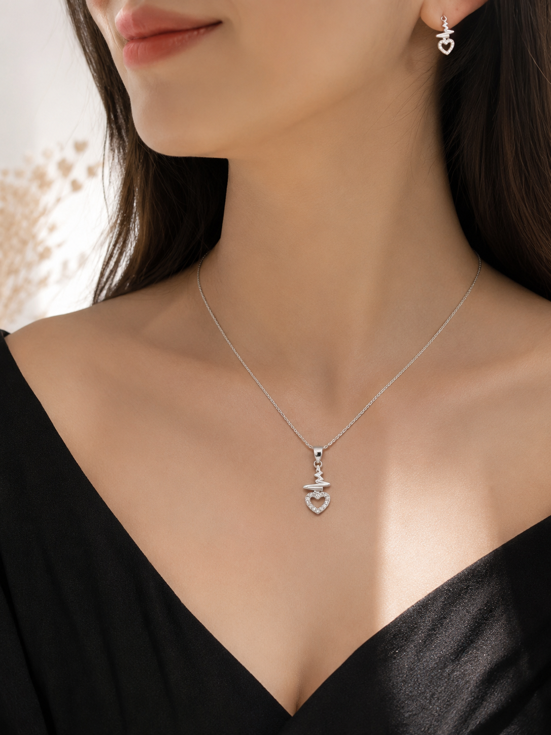 Eternal Love: Heart Shape Pendant Set in 92.5 H.M Silver