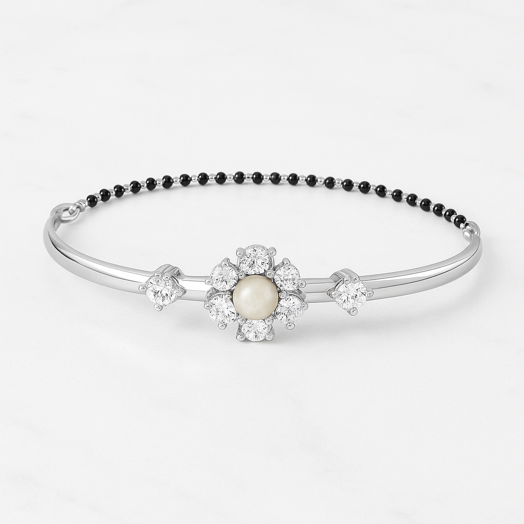 92.5 Sterling Silver Adjustable Nazariya Bracelet – Traditional Mangalsutra Inspired Jewellery