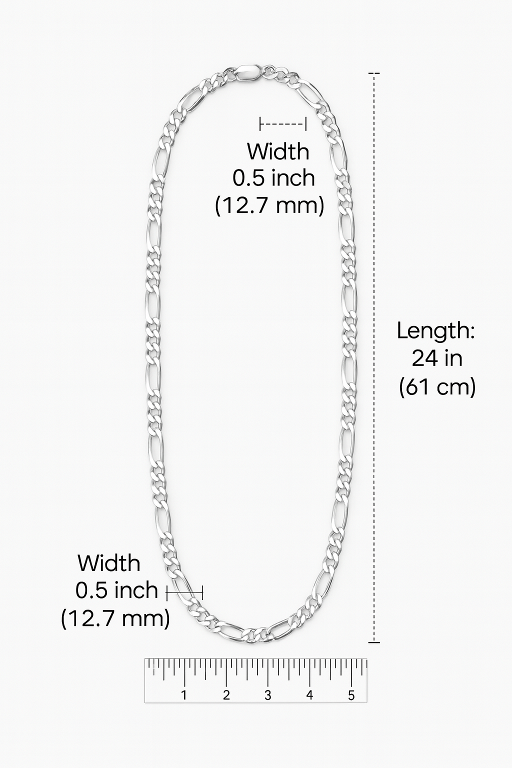 92.5 sterling silver Figaro necklace with polished finish, timeless men’s jewellery piece
