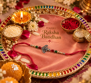 92.5 sterling silver anchor rakhi with cotton thread for brother