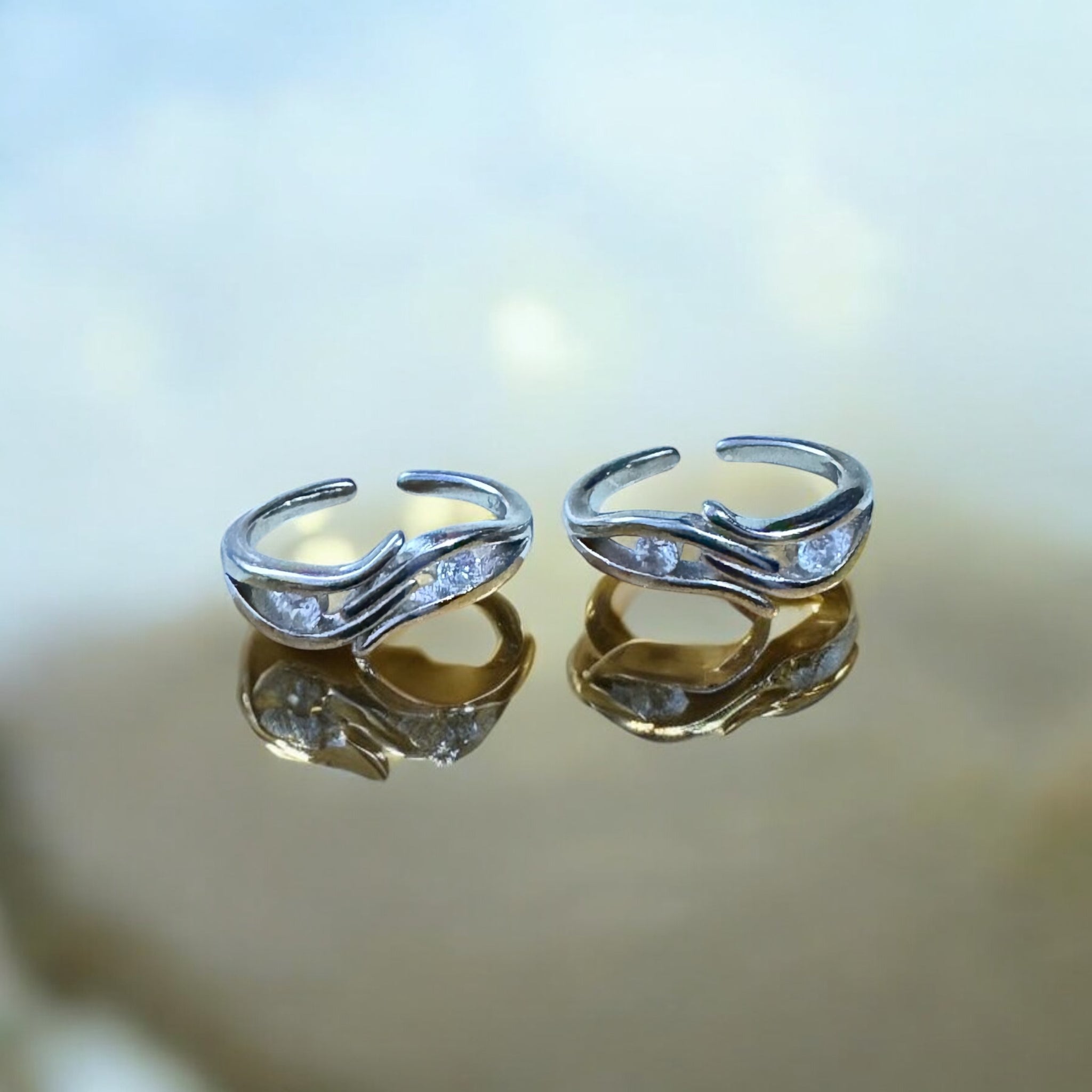 92.5 sterling silver hug ring with sparkling stones