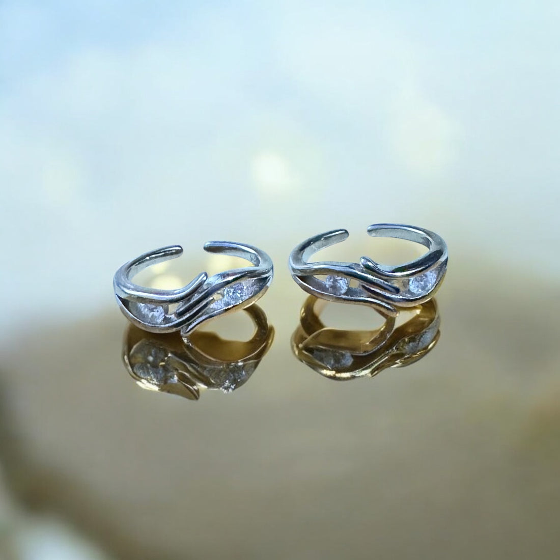 92.5 sterling silver hug ring with sparkling stones