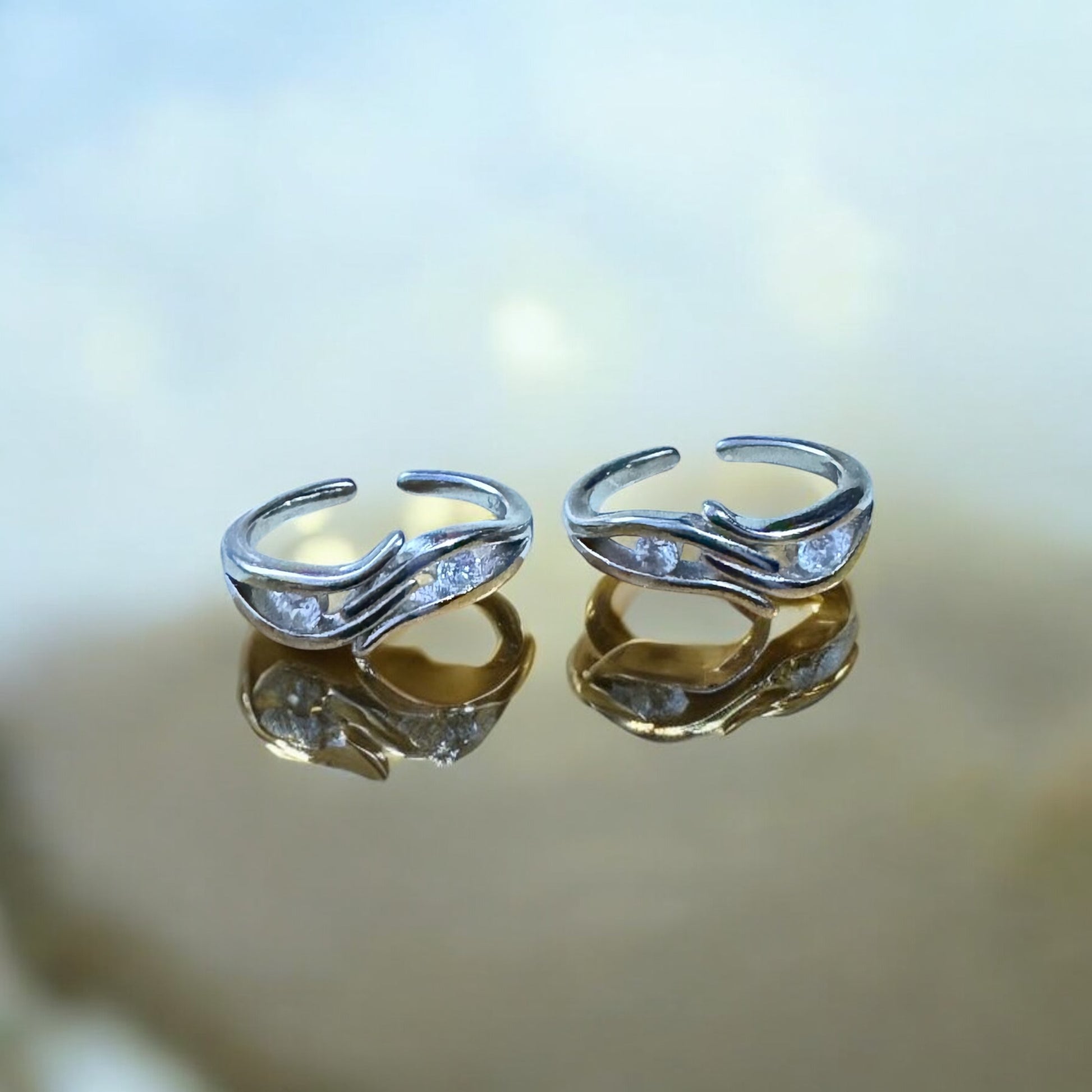 92.5 sterling silver hug ring with sparkling stones