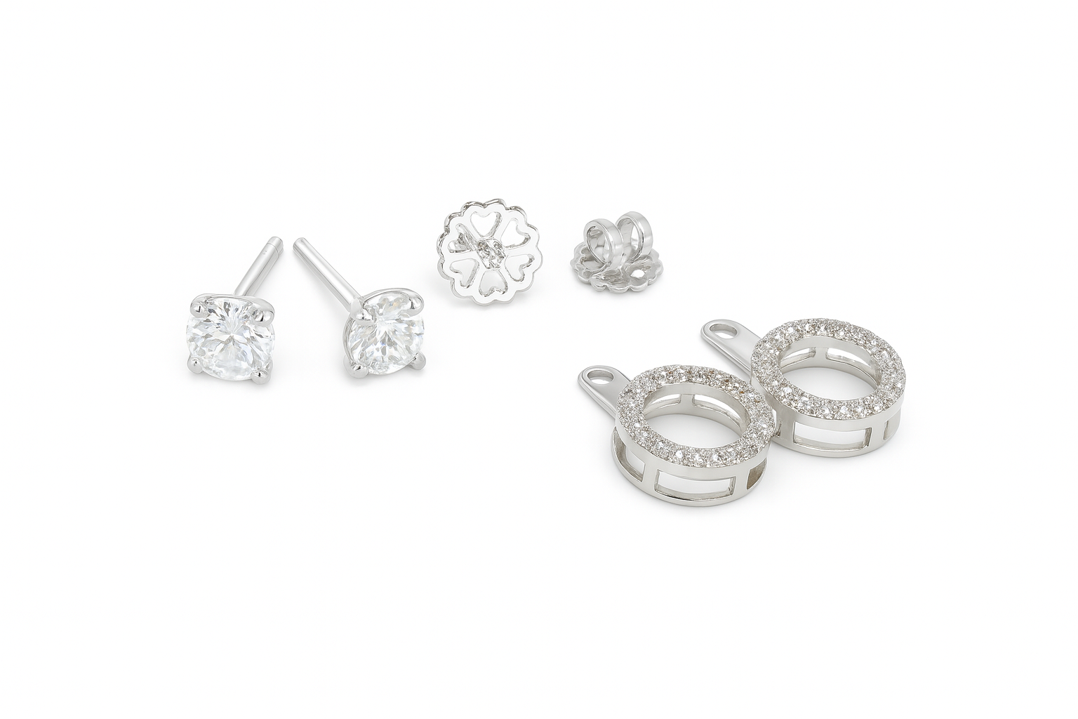 925 sterling silver Swarovski convertible earrings with stud jacket and drop combo for women
