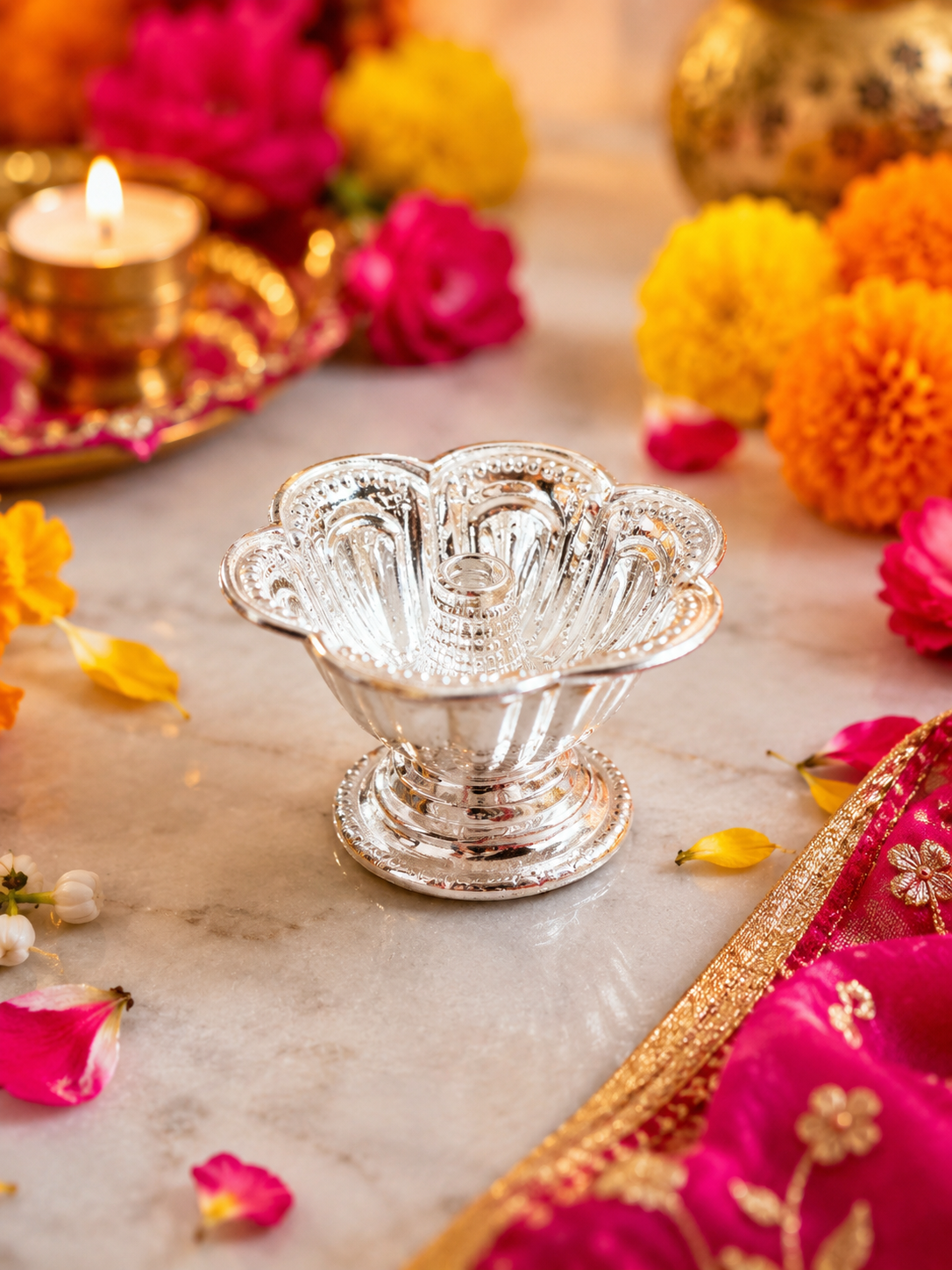 925 Silver Diya for Home Temple