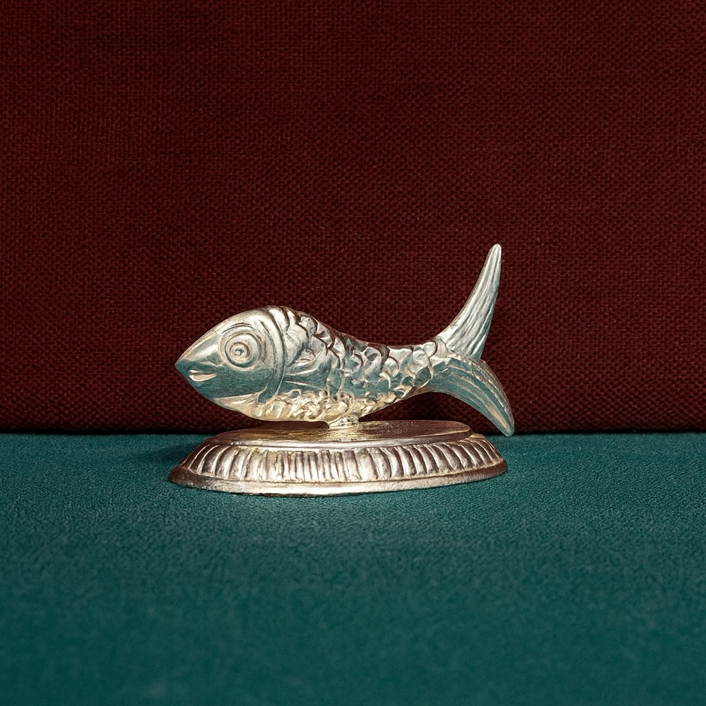 925 Silver Machhli Showpiece on Stand for Vastu and Gift Purpose