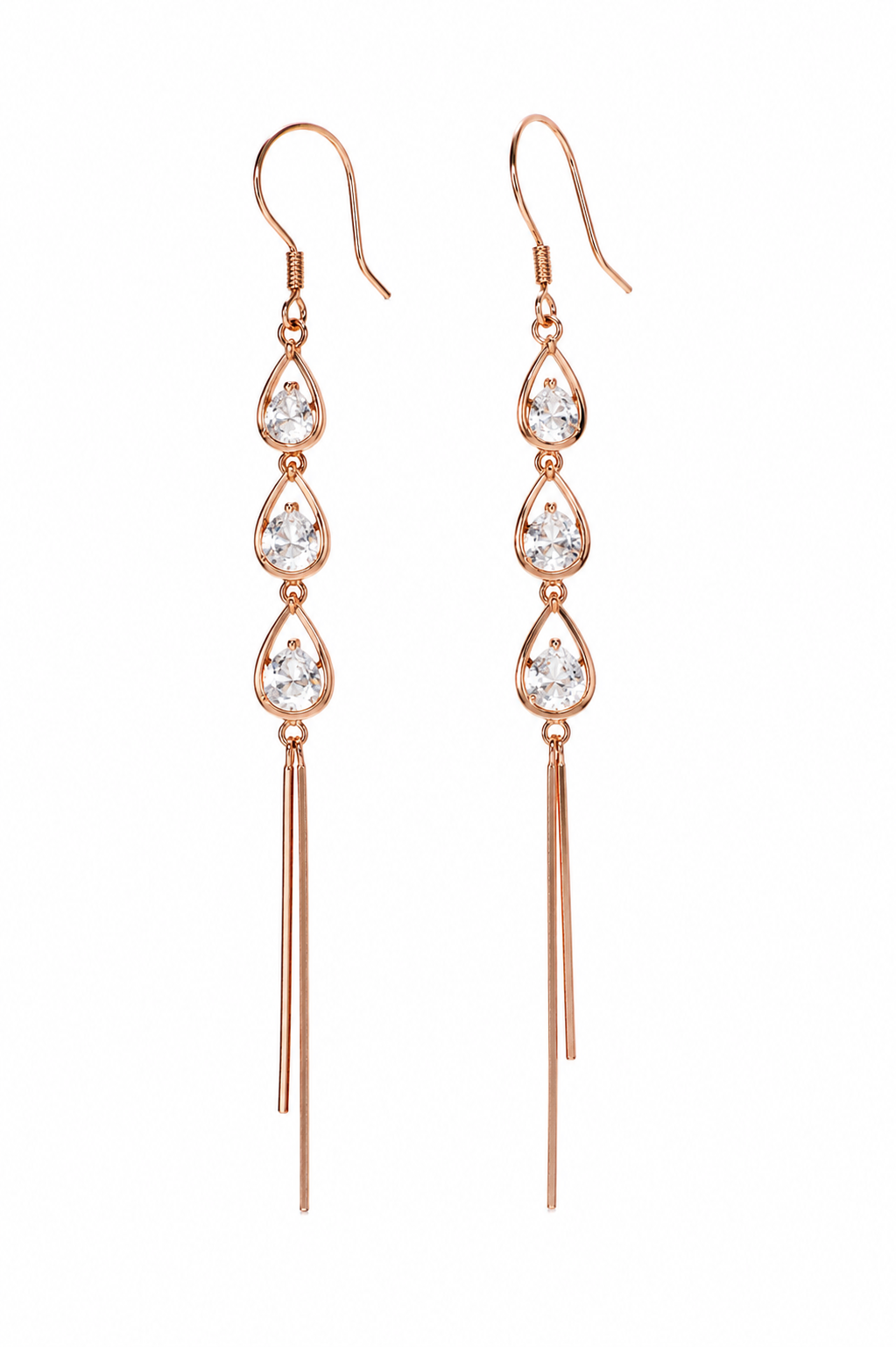 925 Silver Rose Gold Drop Earrings for Women