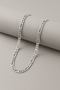 925 Sterling Silver Figaro Chain Necklace on Soft Matte Grey Background