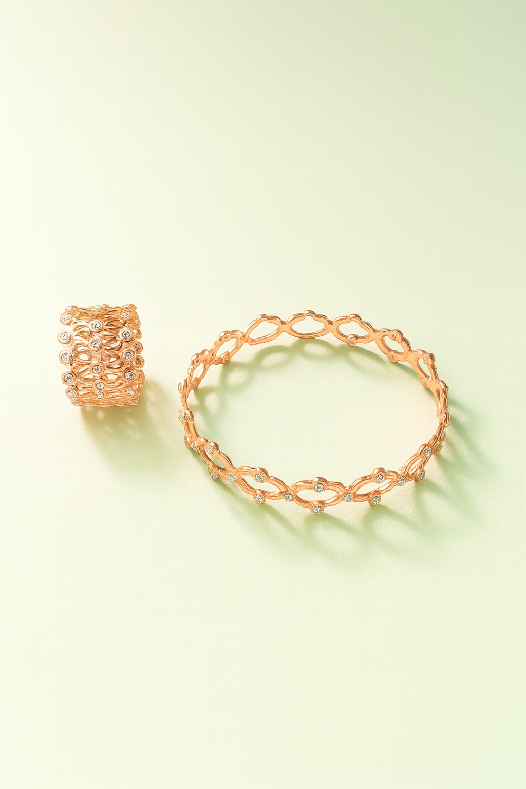 925 Sterling Silver Rose Gold Bracelet with Matching Ring for Women