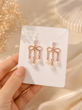 925 Sterling Silver Zircon and Pearl Dangle Earrings for Women