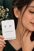 925 silver square stud earrings with back screw