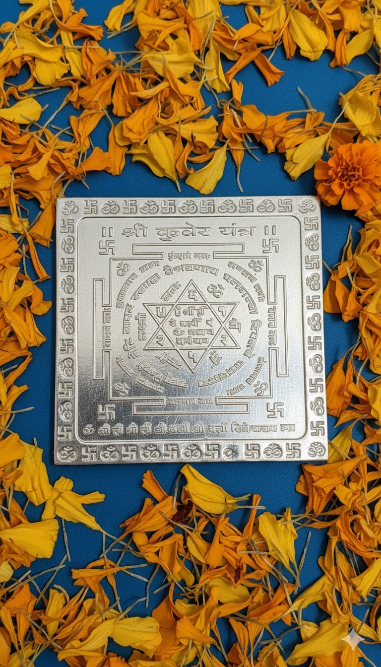 Pure silver Swastik with Shri engraving – 2 inch handcrafted religious symbol