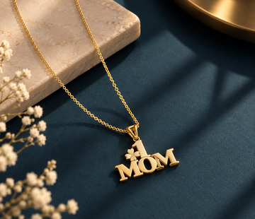 925 sterling silver gold plated MOM pendant necklace for women and girls