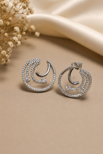 Silver Floral Earrings with Swarovski Stones – Elegant & Feminine Design