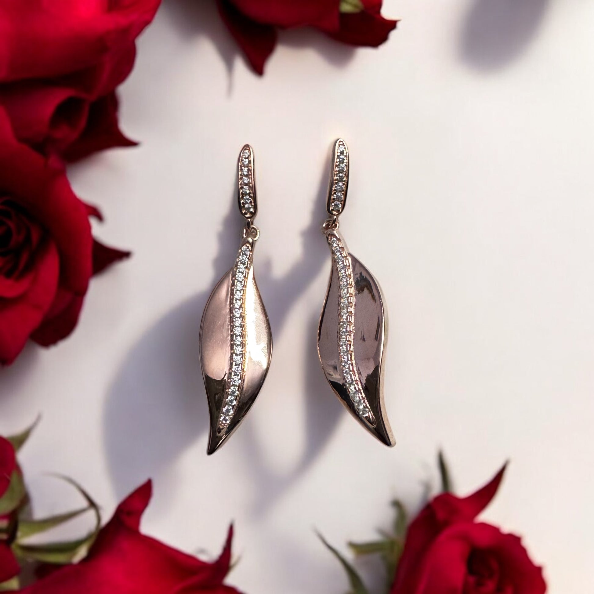 Rose Gold danglers AAA quality zirconia in 92.5 HM SILVER