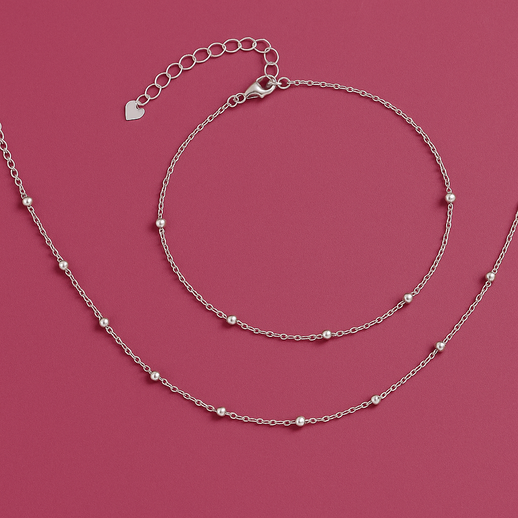 925 sterling silver beaded anklet 