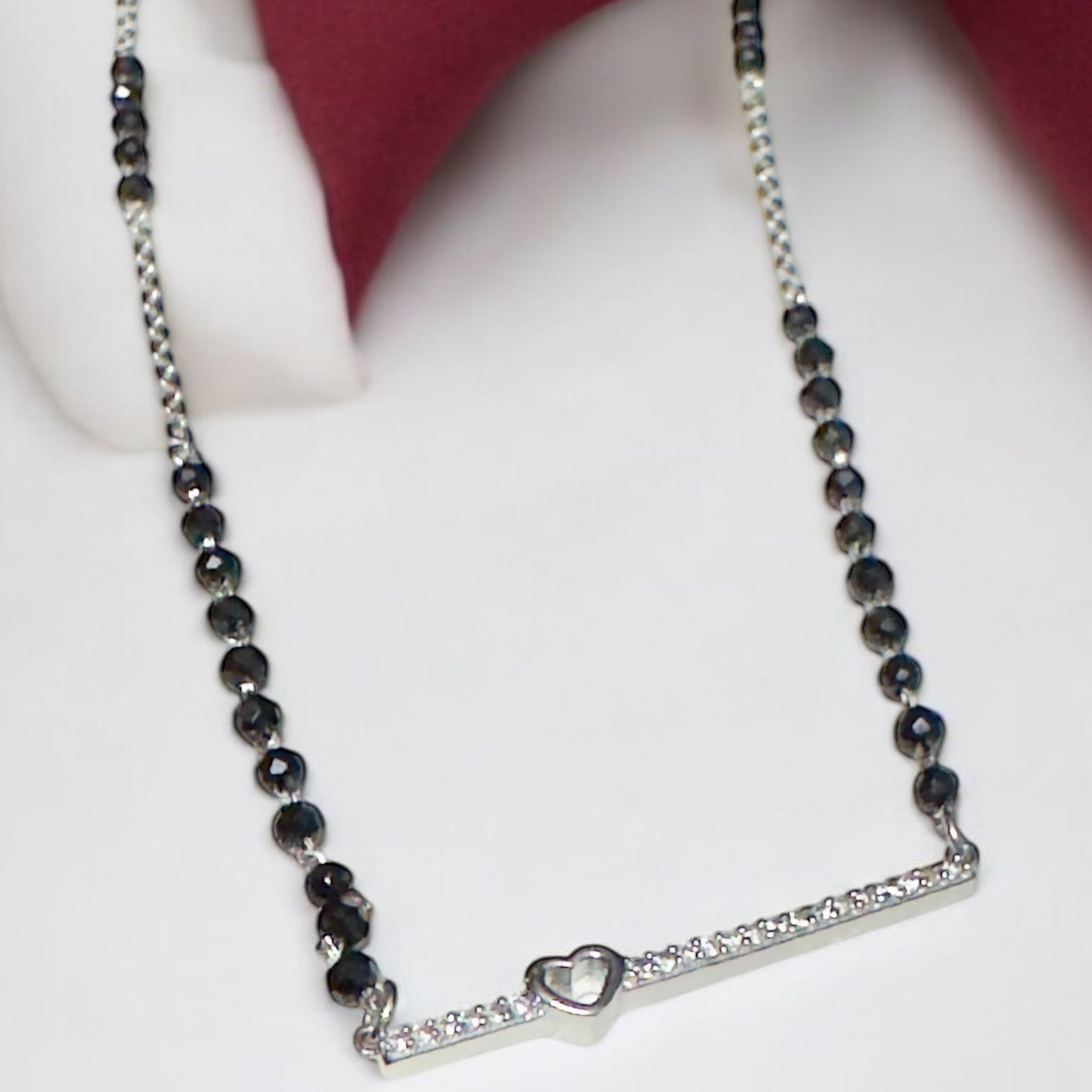 Mangalsutra with Tiny heart pure 92.5 HM Silver