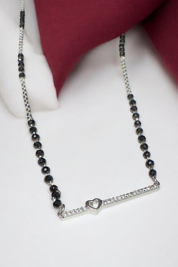 Mangalsutra with Tiny heart pure 92.5 HM Silver