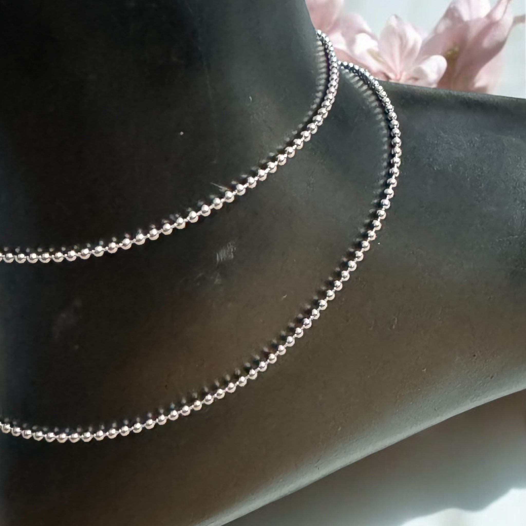 Minimal ball Chain Anklet 925 Sterling Silver