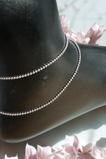 Minimal ball Chain Anklet 925 Sterling Silver