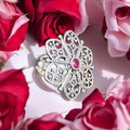 Elegant Silver Flower Ring with Ruby Stone – Perfect for Women & Gift in 92.5 HM Silver