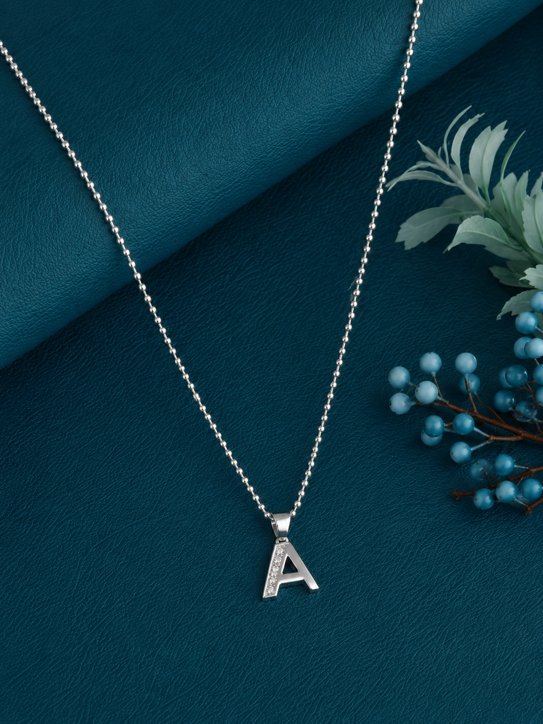 . 925 Sterling Silver Alphabet 'A' Pendant Necklace for Women & Girls