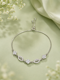 Adjustable leaf pattern silver bracelet