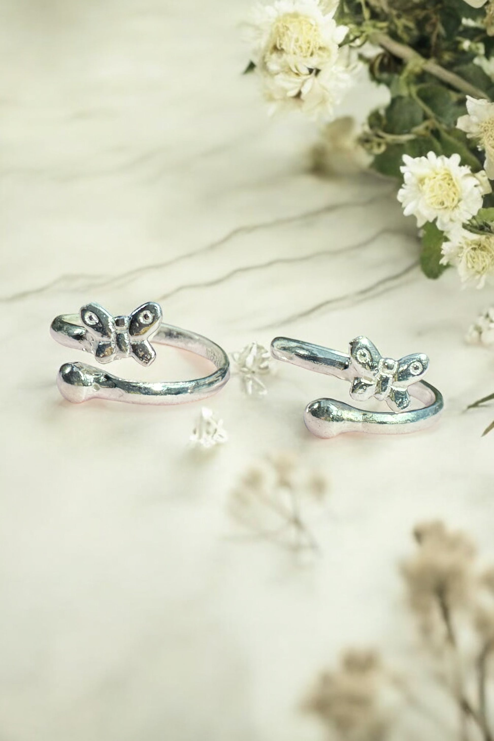 Adjustable sterling silver toe ring for women