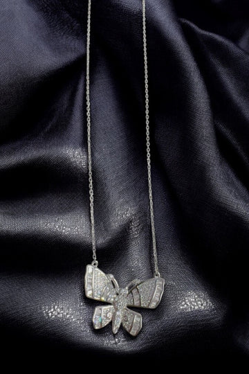 Butterfly chain with studded premium quality studded zirconia in 92.5HM SILVER